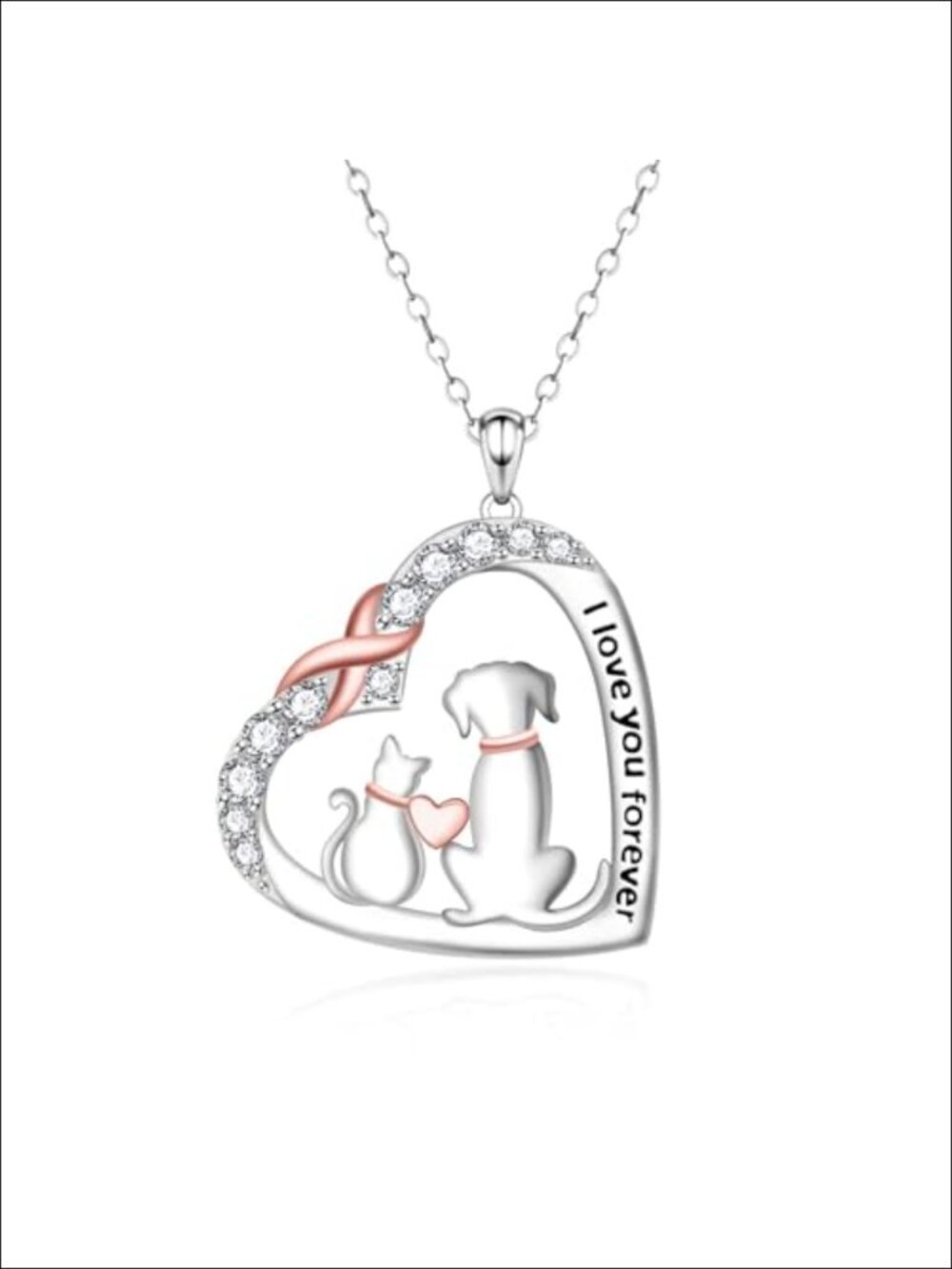 925 Sterling Silver Cat Dog Pendant Necklace for Women Hypoallergenic Zircon